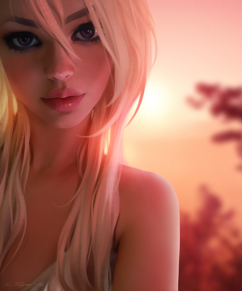 beautiful blonde girl 3d art